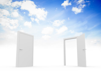 Closed and open doors in sky