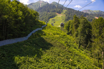 cable car in summer mountains