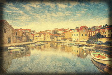 mediterranean town parted with channel (Croatia, Hvar)