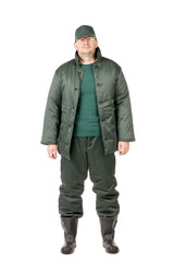 Fototapeta premium Worker in winter vest and pants.