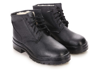 Pair of leather black boots.