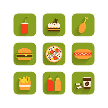 Set of icons of fast food