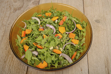 green salad with pumpkin