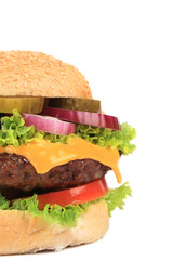 Big appetizing fast food hamburger.