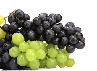 Black and green ripe grapes.