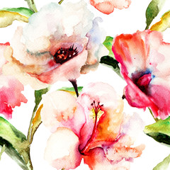Bezszwowa tapeta z kwiatami Lily - 59282670