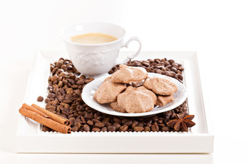 Meringue mocha cookies with coffee