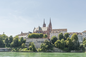 Basel, historische Altstadt am Rhein, Münster, Schweiz