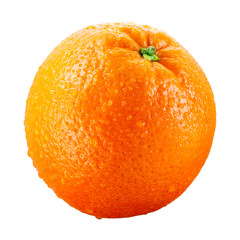 Orange fruit with drops isolated on white background