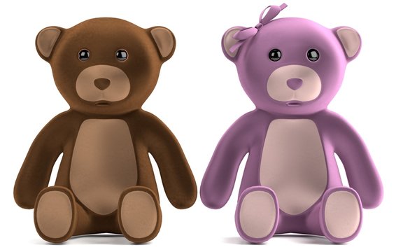 realistic 3d render of teddy bears