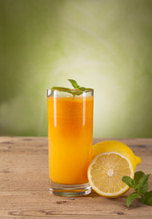 Fototapeta premium Composition with glass of orange juice 