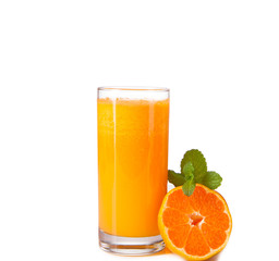 Composition with glass of orange juice 