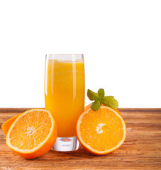 Composition with glass of orange juice 