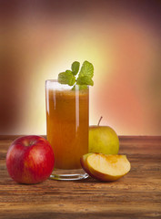 Apple juice and fresh fruits 