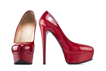 red female shoes with high heels