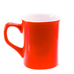 Beautiful red color cup on white background