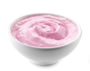 bowl of pink yogurt