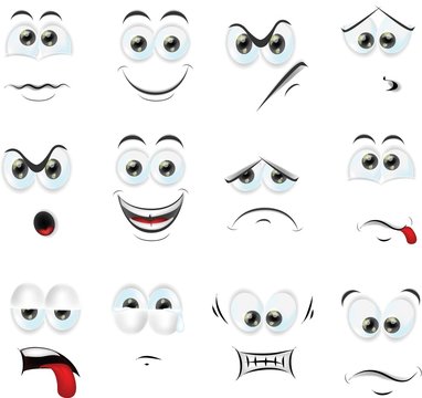 Мультфильм лица с эмоциями