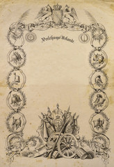 Obraz premium alte antike Urkunde, Verleihungsurkunde 1850