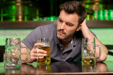 Lonely man in bar.