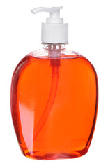 Plastic Bottle with liquid soap on a white background .shampoo