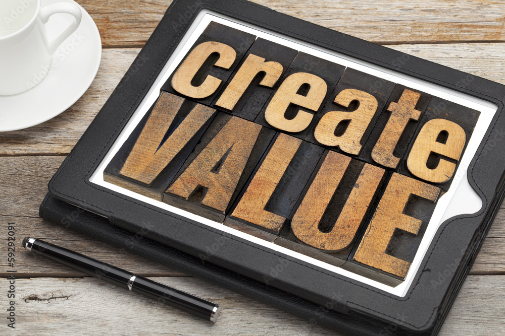Wall mural create value on digital tablet