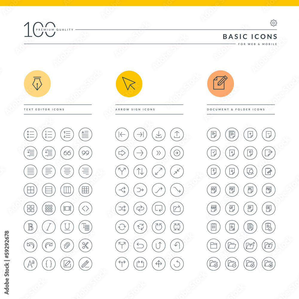 Fototapete set of basic icons for web and mobile