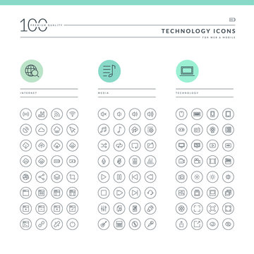 Set of technology icons for web and mobile.