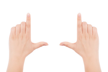 Female hands making frame gesture