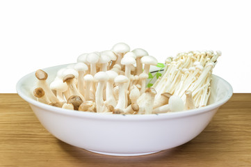 Fresh mushroom in dish