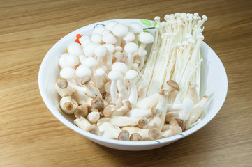 Fresh mushroom in dish