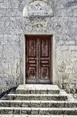 Wooden door in the temple