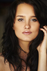 Obraz premium portrait of natural brunette girl topless