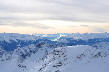 Fototapeta na wymiar Winter Alps at sunset