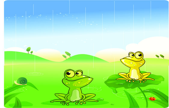 frog cartoon with background