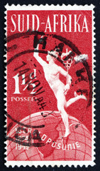 Postage stamp South Africa 1949 Mercury and Globe