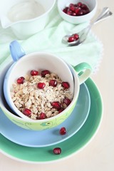 Granola with pomegranate and yogurt.