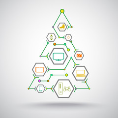 Christmas tree with gifts of different colorsgifts