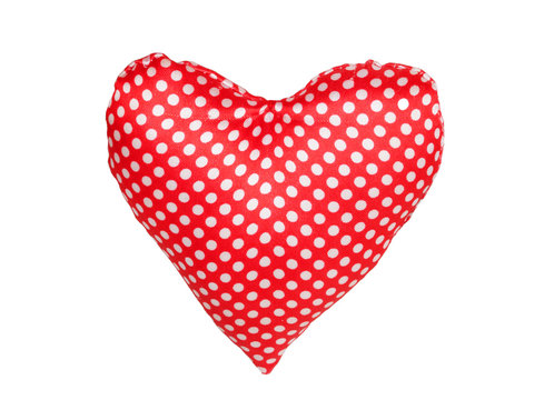 Heart of red fabric with polka dots