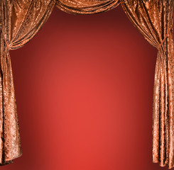 Elegant theater gold curtains (not 3D)