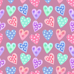 Watercolor seamless pattern for Valentine's day . Painted hearts