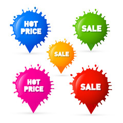 Colorful Vector Sale, Hot Price Blots, Splashes Tags