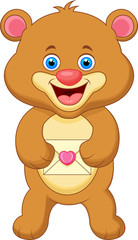 Obraz premium Bear cartoon holding envelope