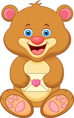 Bear cartoon holding envelope