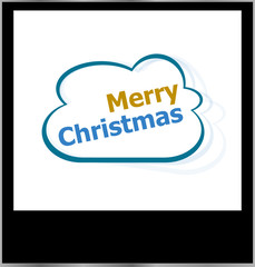 merry christmas word on cloud, isolated photo frame