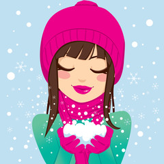 Smiling Woman With Snow