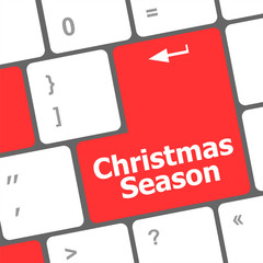 Computer keyboard key with christmas season words