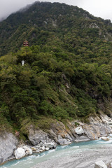 Pagoda high at a mountain at the Taroko National Park, Taiwan
