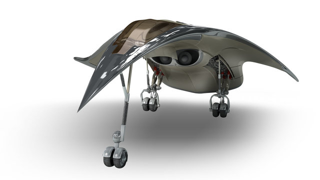 3D model of futuristic military spaceship