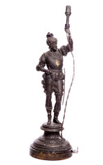 Antique bronze roman soldier lamp